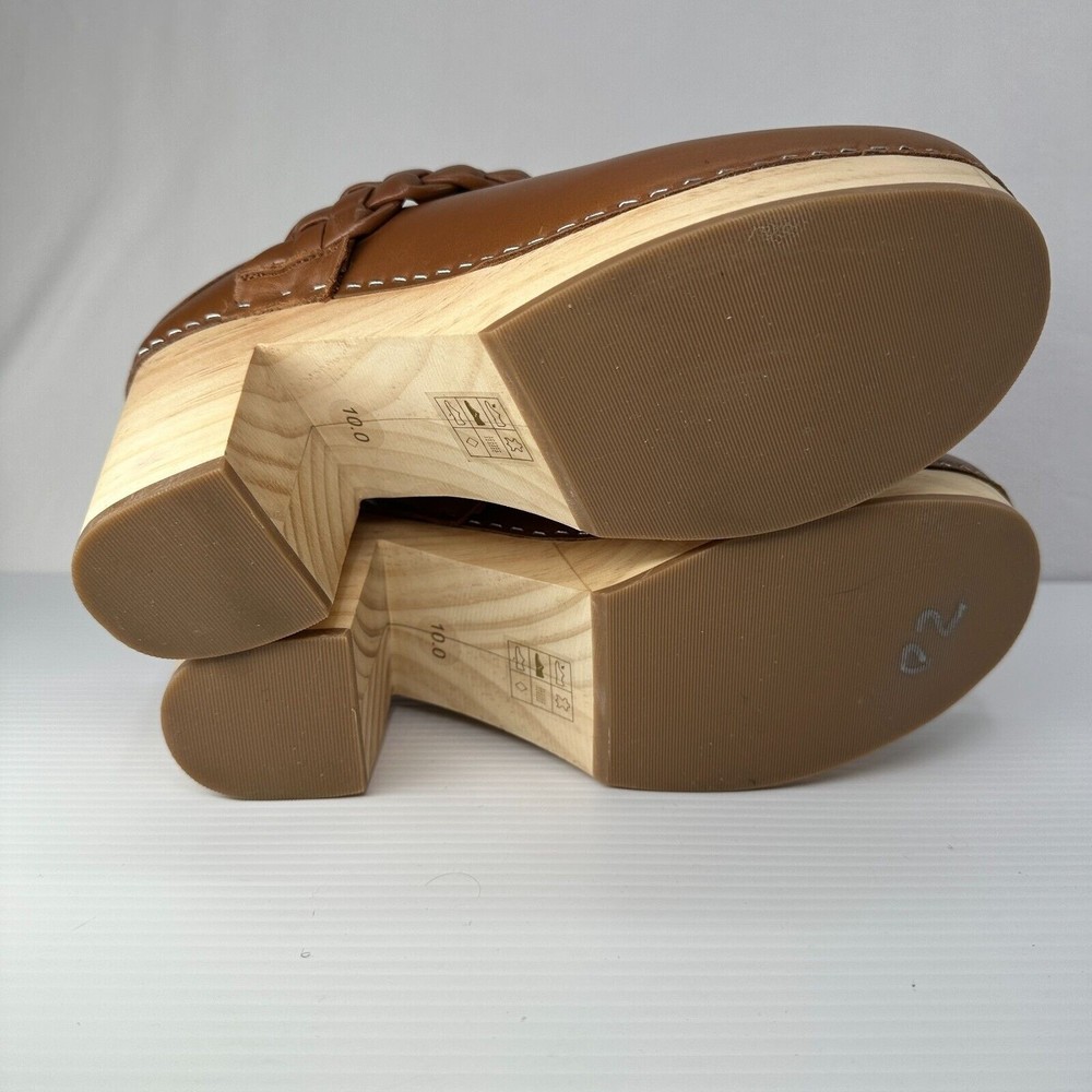 Dolce Vita Brown Braided Leather Clogs - Picture 7 of 9